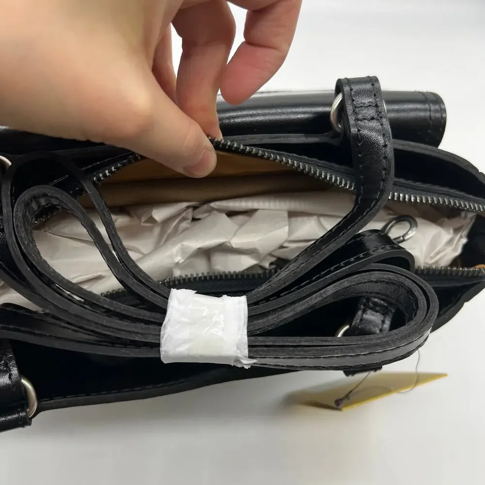 Patricia Nash Leather Rosetti Satchel Bags with Crossbody Strap Black
